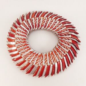 Tramp Art Wreath Trivet Woven PALL MALL Cigarette Pack Wrapper Folk Prison Craft